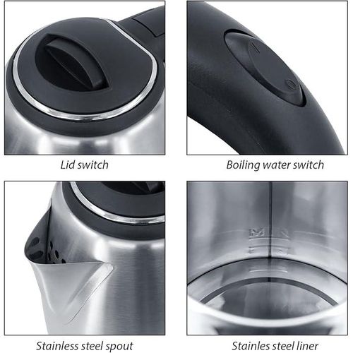 SPJ 1.8 Liter Stainless Steel Electric Cordless Kettle With 360° Swivel Base, Power Cord Storage, Auto Cut-off Function, LED Indicato