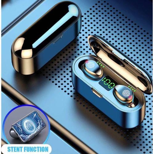 F9 Bluetooth Wireless Earphone With 2000mAh Battery Headset - Black