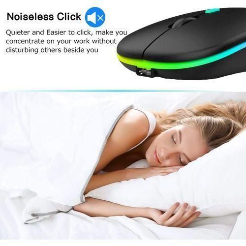 GUEETON LED 2.4G Rechargeable Wireless Mouse Black