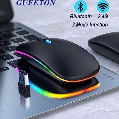GUEETON LED 2.4G Rechargeable Wireless Mouse Black