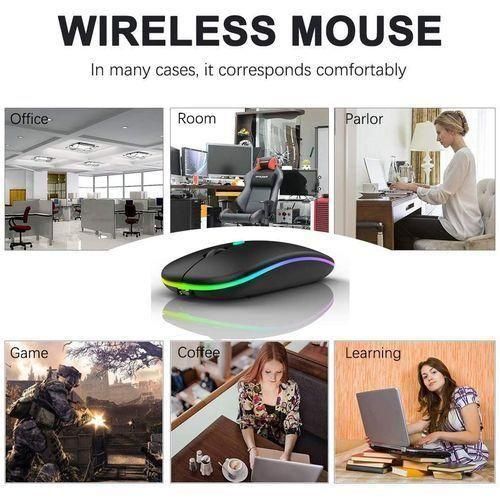 GUEETON LED 2.4G Rechargeable Wireless Mouse Black