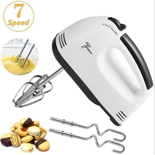 7 Speed Hand Mixer Whisk Egg Beater Food Stirrer Grinder Blender Kitchenware Kitchen Tools Utensils Cooking Machine Cookware White ElectroMate
