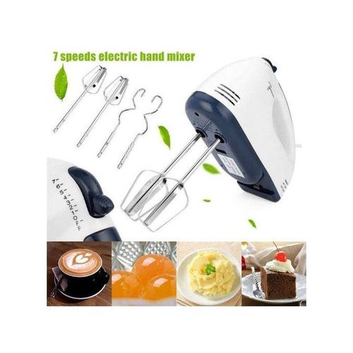 7 Speed Hand Mixer Whisk Egg Beater Food Stirrer Grinder Blender Kitchenware Kitchen Tools Utensils Cooking Machine Cookware White ElectroMate