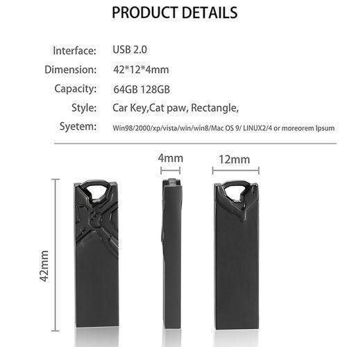 GUEETON 128GB Metal OTG Usb Flash Drive Waterproof 3D Embossment