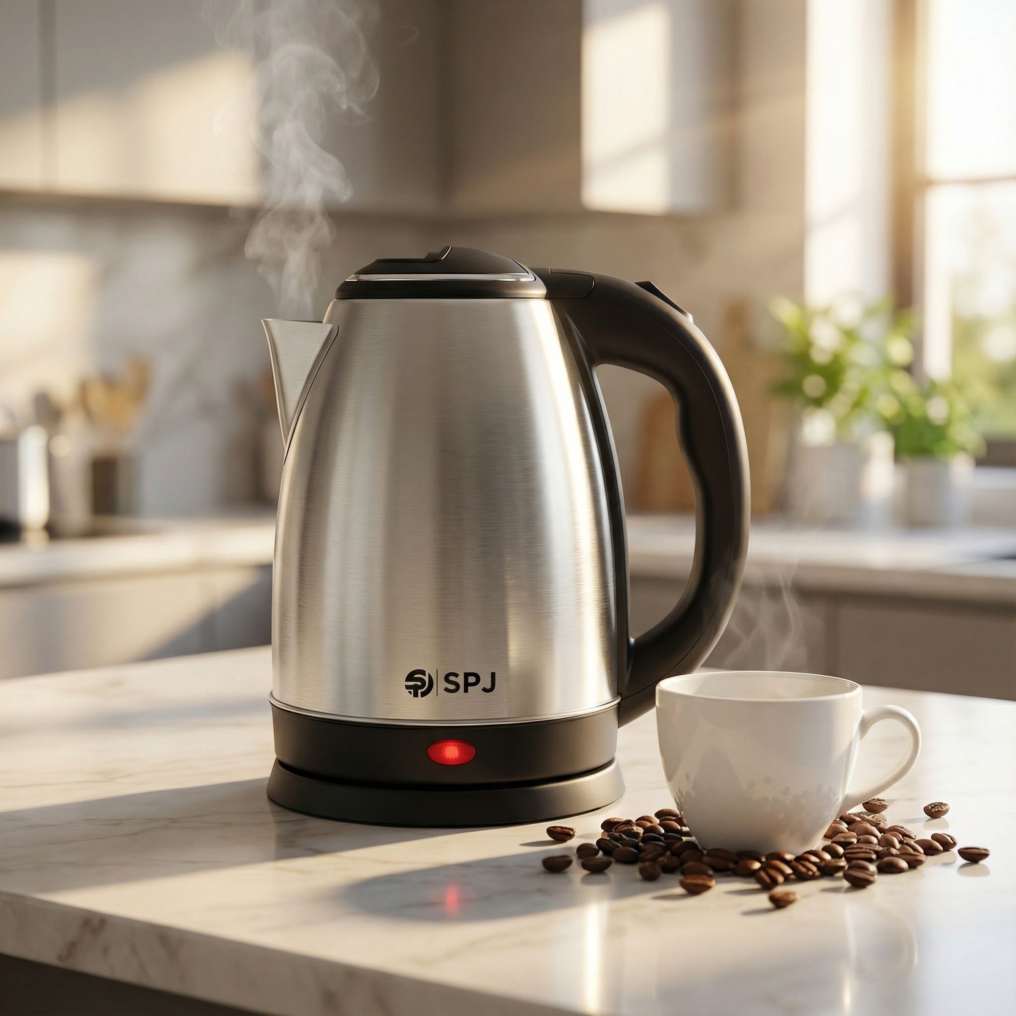SPJ 1.8 Liter Stainless Steel Electric Cordless Kettle With 360° Swivel Base, Power Cord Storage, Auto Cut-off Function, LED Indicato