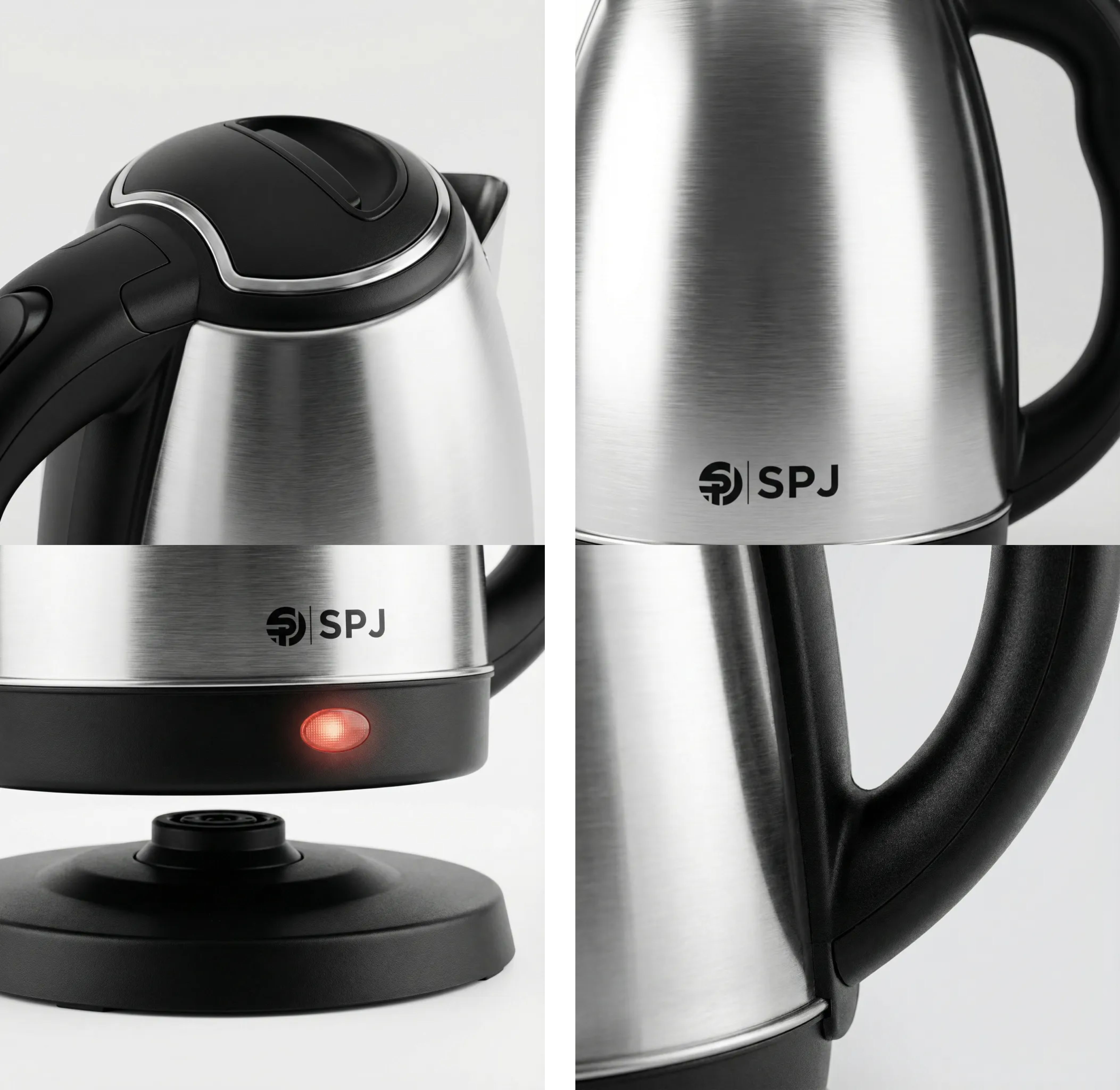 SPJ 1.8 Liter Stainless Steel Electric Cordless Kettle With 360° Swivel Base, Power Cord Storage, Auto Cut-off Function, LED Indicato