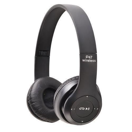 P47 Bluetooth Wireless Headphone, Hands Free Music Headset- Black Rechargeable lithium battery: 300mAh.