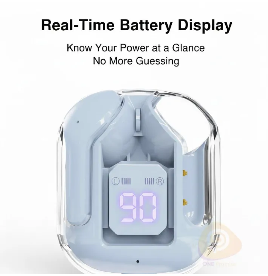 Transparent Ultra Pods Pro Bluetooth 5.3 Waterproof Earpods,  TWS Earbuds, Earphones, Headphones, Earbuds, Airpods, With Transparent POWER DISPLAY, Good HIFI Sound, Touch Control And Comfortable