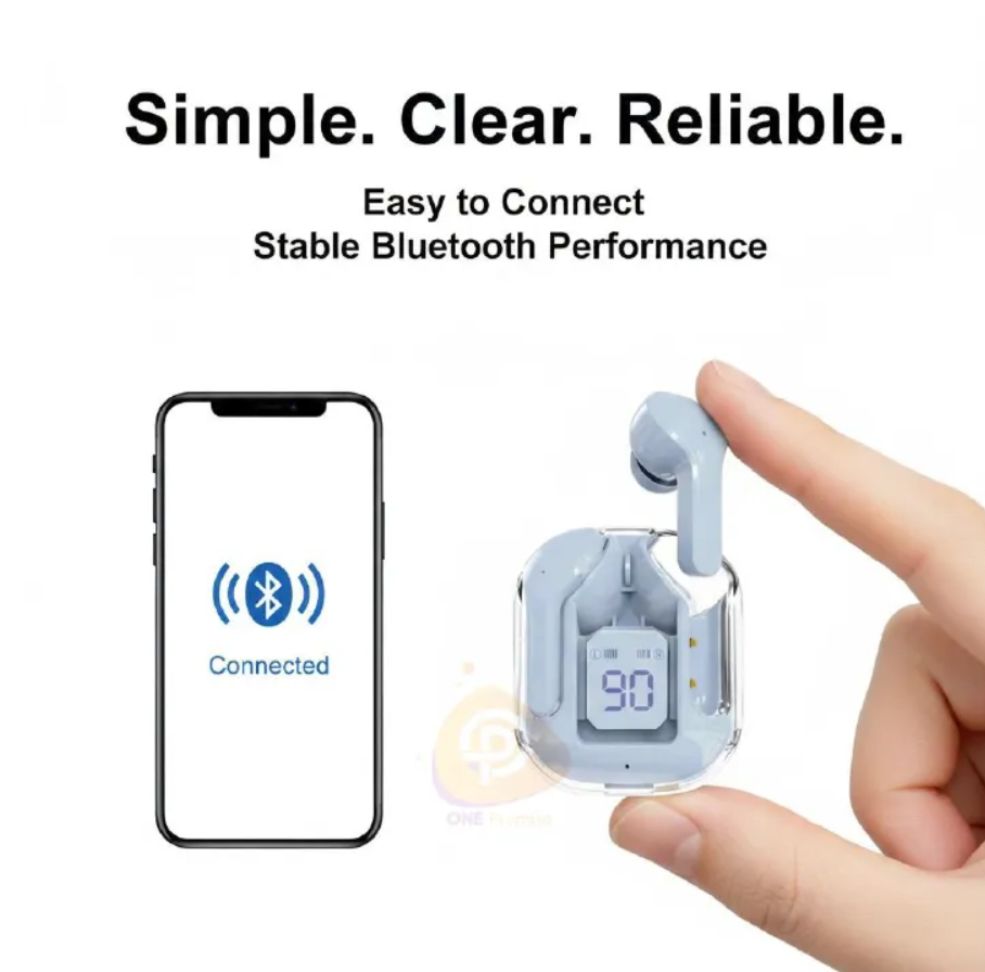 Transparent Ultra Pods Pro Bluetooth 5.3 Waterproof Earpods,  TWS Earbuds, Earphones, Headphones, Earbuds, Airpods, With Transparent POWER DISPLAY, Good HIFI Sound, Touch Control And Comfortable