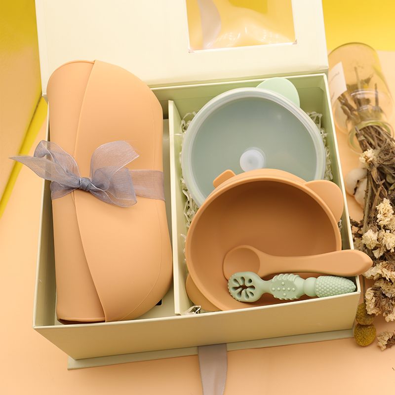 Silicone Baby Feeding Set, Baby Led Weaning Supplies with Suction Bowl Divided Plate, Toddler Self Feeding Dish Set with Spoons Forks Sippy Cup Adjustable Bib, Baby Eating Utensils Baby Bowl Plat