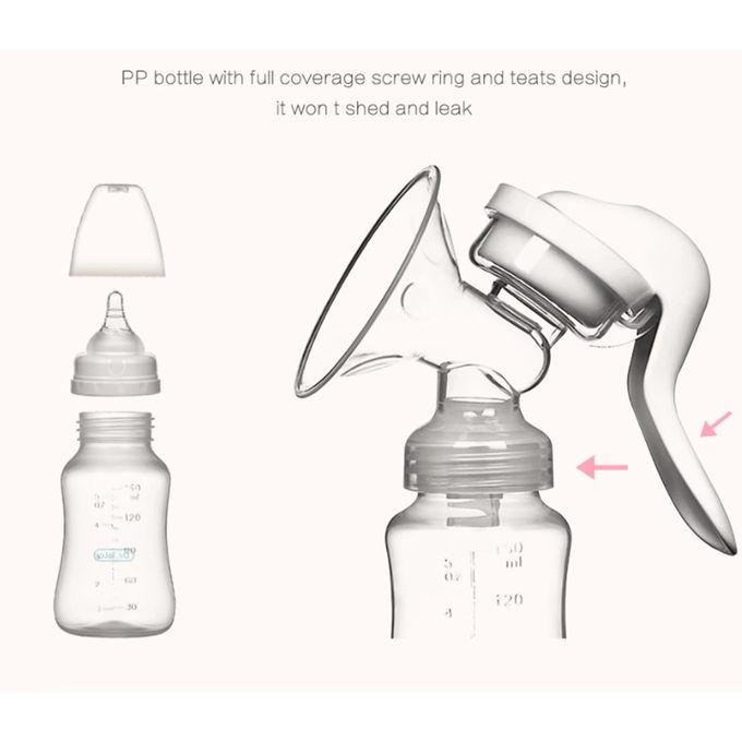 Manual Breast Pump – Dual-Purpose Breastfeeding Pump with Milk Bottle & Storage Cup, BPA-Free, Comfortable Suction, Easy to Clean, Portable & Efficient Milk Collection for Nursing Mothers