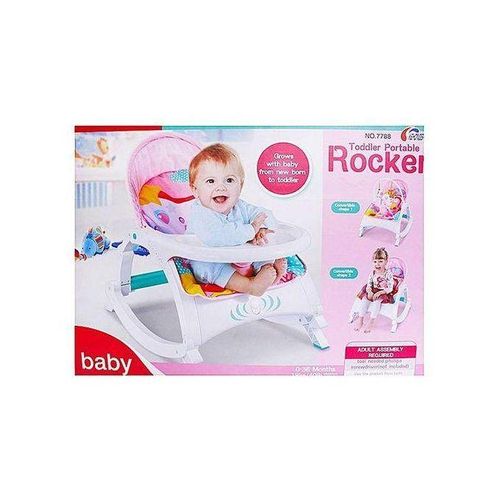 Infant to Toddler Baby Rocker with Musical Toy Bar & Soothing Vibrations – Adjustable Recline, Detachable Toys, Sturdy Frame, Comfort Seat for Boys & Girls (Blue/Pink)