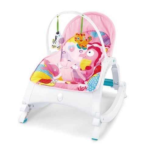 Infant to Toddler Baby Rocker with Musical Toy Bar & Soothing Vibrations – Adjustable Recline, Detachable Toys, Sturdy Frame, Comfort Seat for Boys & Girls (Blue/Pink)
