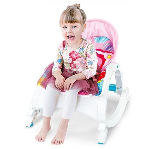 Infant to Toddler Baby Rocker with Musical Toy Bar & Soothing Vibrations – Adjustable Recline, Detachable Toys, Sturdy Frame, Comfort Seat for Boys & Girls (Blue/Pink)