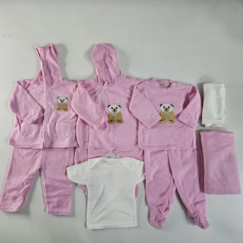 8 Pcs Newborn Warm Fleece Receiving Set – Ultra-Soft Baby Fleece Clothing & Blanket Essentials for Winter | Unisex Infant Gift Set