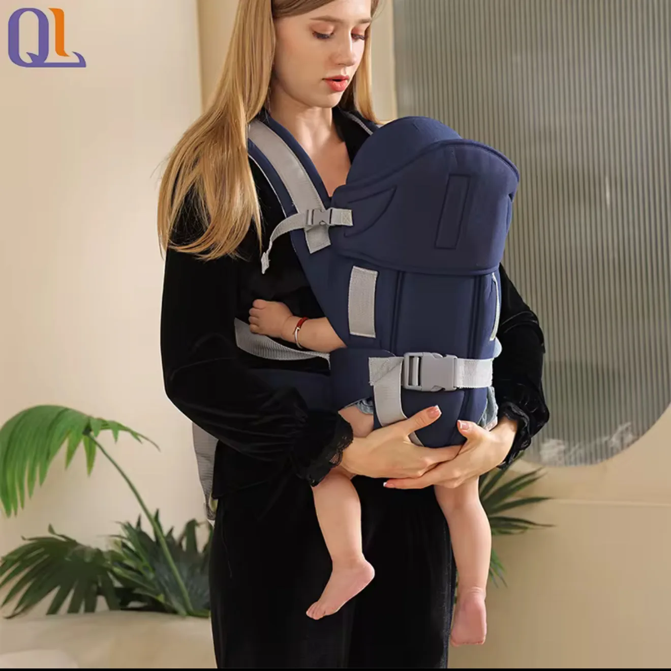 Comfortable Warm Baby Carrier with Hood – Ergonomic, Breathable, Adjustable Infant Carrier for Newborns & Toddlers, Hands-Free Sling with Safety Straps, Padded Support & Winter Protection (Max 20kg)