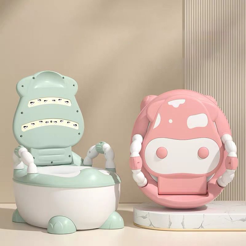 Cute Cartoon Bear Baby Potty – Foldable, Detachable & Ultra-Comfortable Toilet Training Seat (Pink) | High-Quality PP & TPE