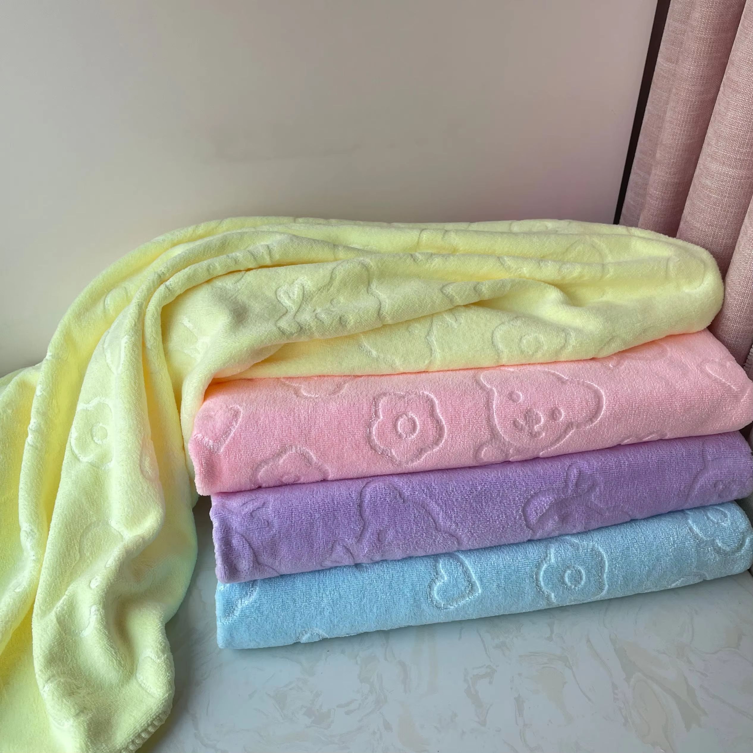 Soft Plush Wearable Raschel Baby Blanket – Warm, Fuzzy, Ultra-Comfortable 2-Ply Infant Bedding | 80×110cm (Pink/Blue/Yellow)