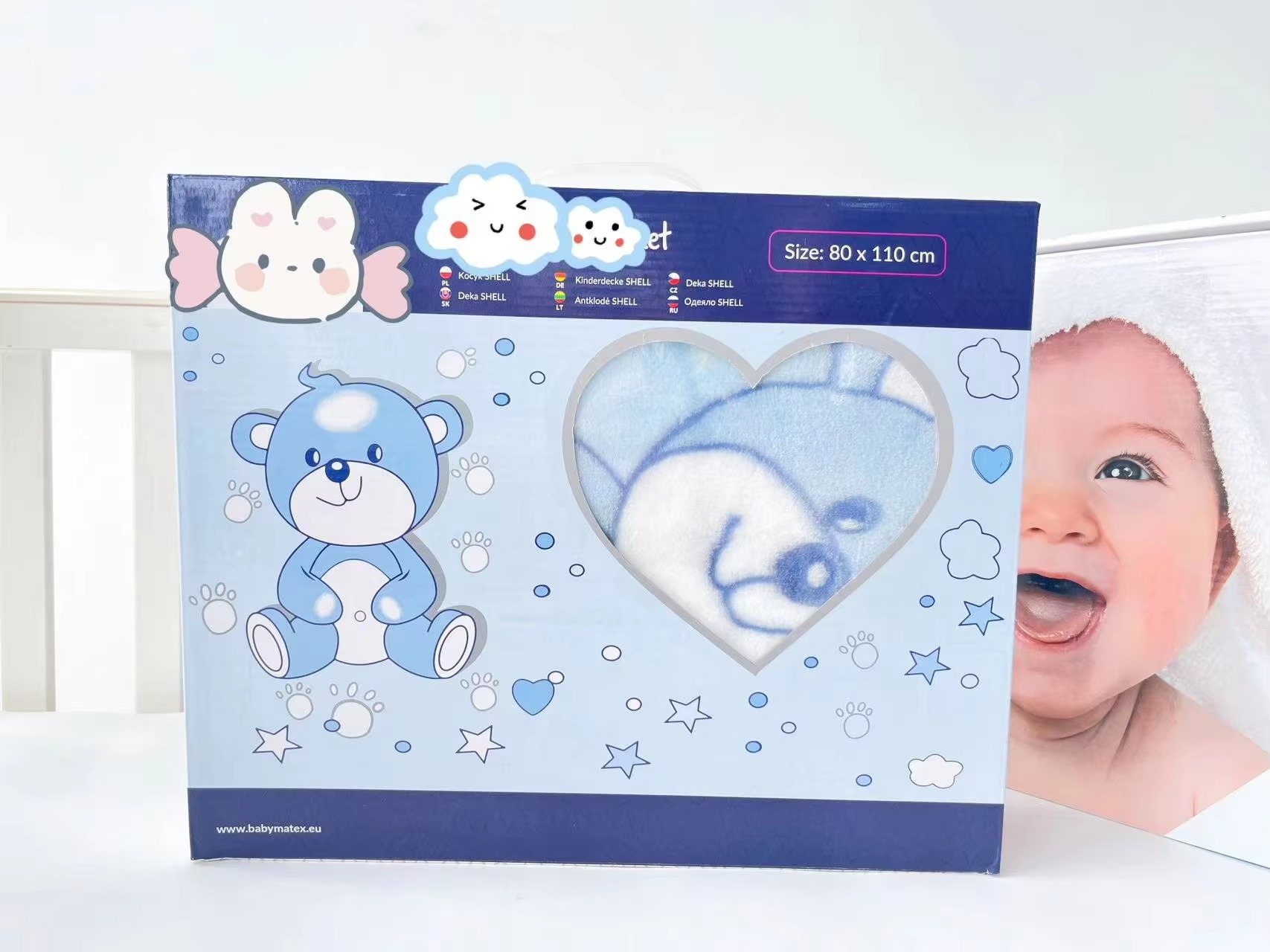 Soft Plush Wearable Raschel Baby Blanket – Warm, Fuzzy, Ultra-Comfortable 2-Ply Infant Bedding | 80×110cm (Pink/Blue/Yellow)