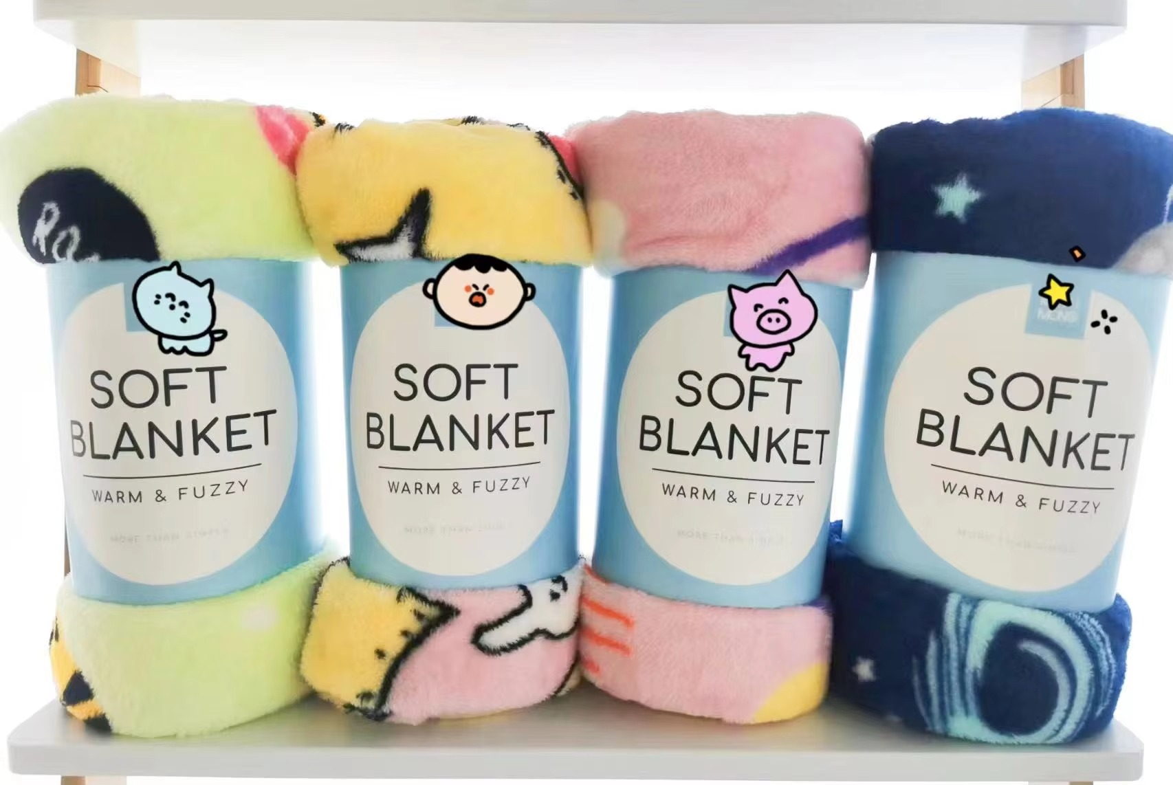 Soft Plush Wearable Raschel Baby Blanket – Warm, Fuzzy, Ultra-Comfortable 2-Ply Infant Bedding | 80×110cm (Pink/Blue/Yellow)