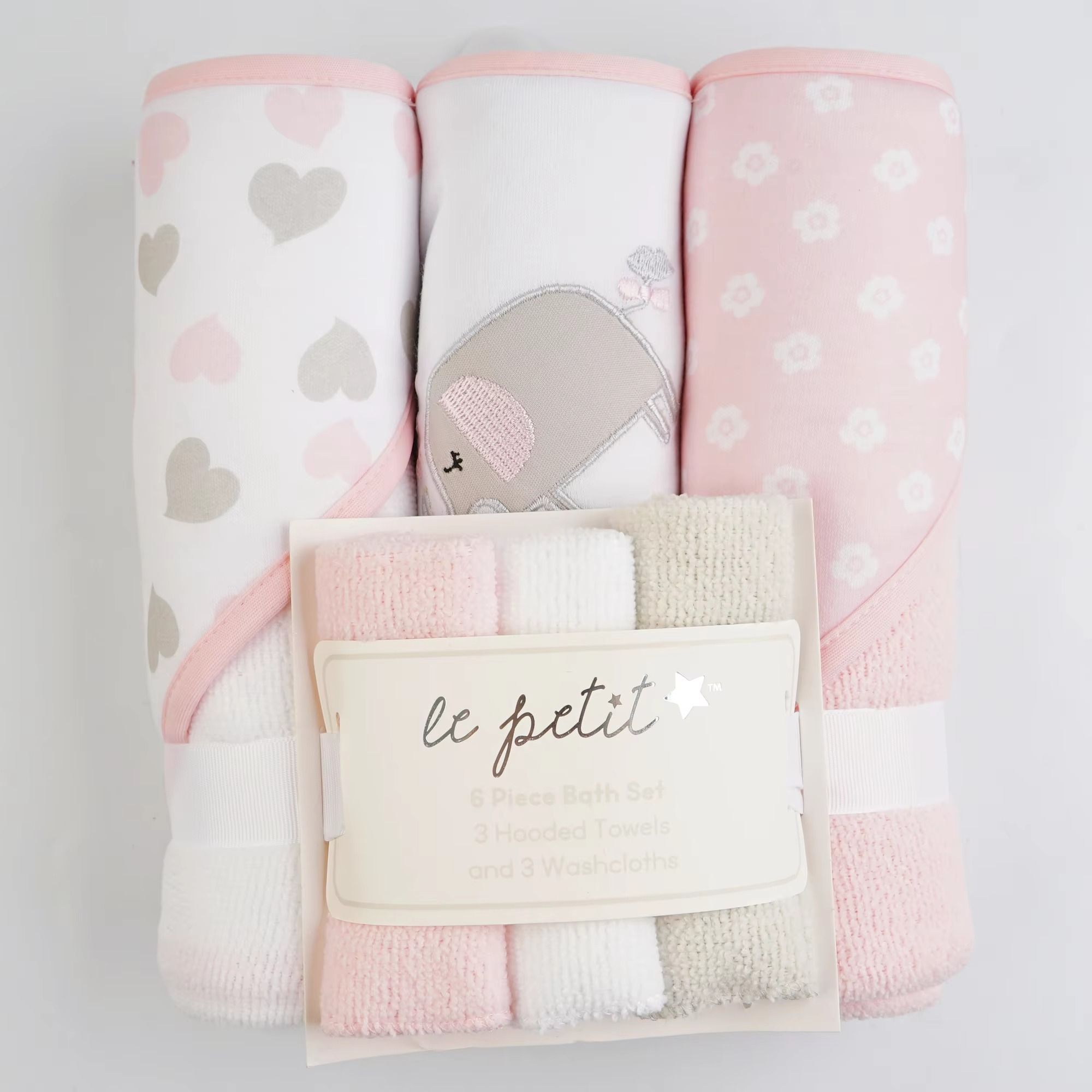 6PCS Baby Hooded Bath Towel Set – Ultra Soft Microfiber Terry | 3 Hooded Towels + 3 Washcloths | Quick-Dry • Gentle • Cute Animal Prints