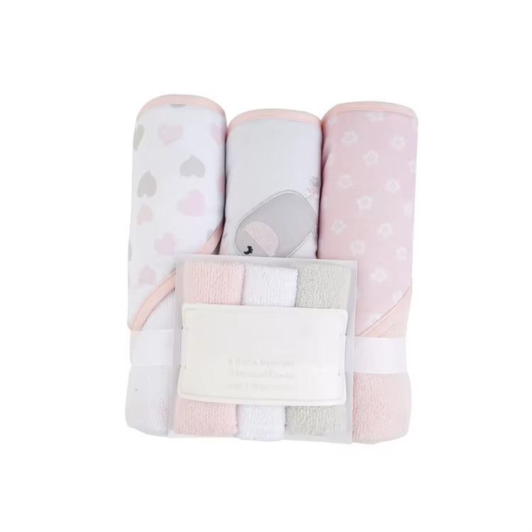 6PCS Baby Hooded Bath Towel Set – Ultra Soft Microfiber Terry | 3 Hooded Towels + 3 Washcloths | Quick-Dry • Gentle • Cute Animal Prints