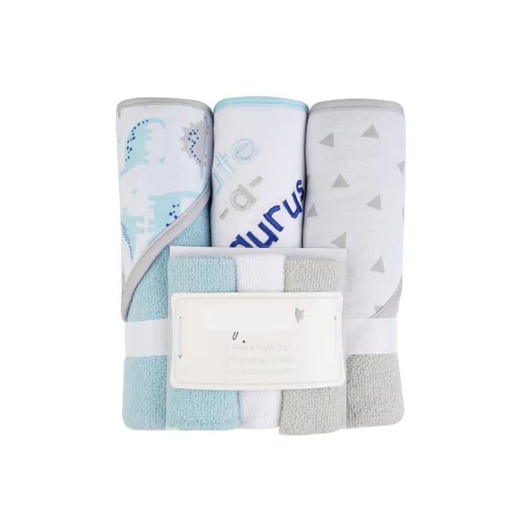 6PCS Baby Hooded Bath Towel Set – Ultra Soft Microfiber Terry | 3 Hooded Towels + 3 Washcloths | Quick-Dry • Gentle • Cute Animal Prints