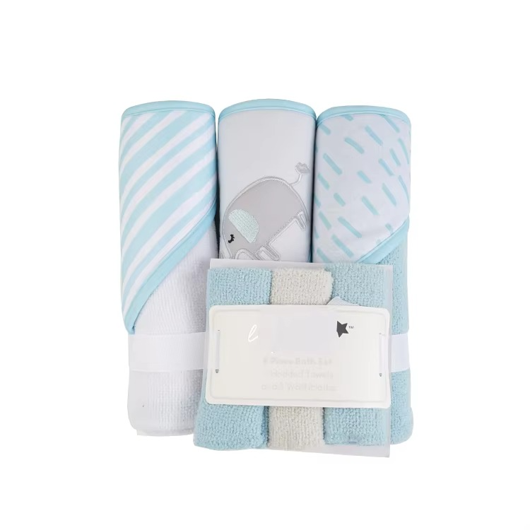 6PCS Baby Hooded Bath Towel Set – Ultra Soft Microfiber Terry | 3 Hooded Towels + 3 Washcloths | Quick-Dry • Gentle • Cute Animal Prints