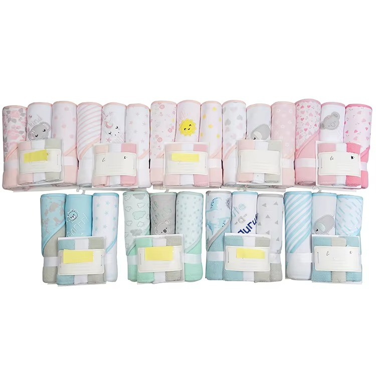 6PCS Baby Hooded Bath Towel Set – Ultra Soft Microfiber Terry | 3 Hooded Towels + 3 Washcloths | Quick-Dry • Gentle • Cute Animal Prints