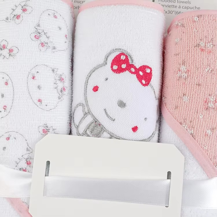 6PCS Baby Hooded Bath Towel Set – Ultra Soft Microfiber Terry | 3 Hooded Towels + 3 Washcloths | Quick-Dry • Gentle • Cute Animal Prints