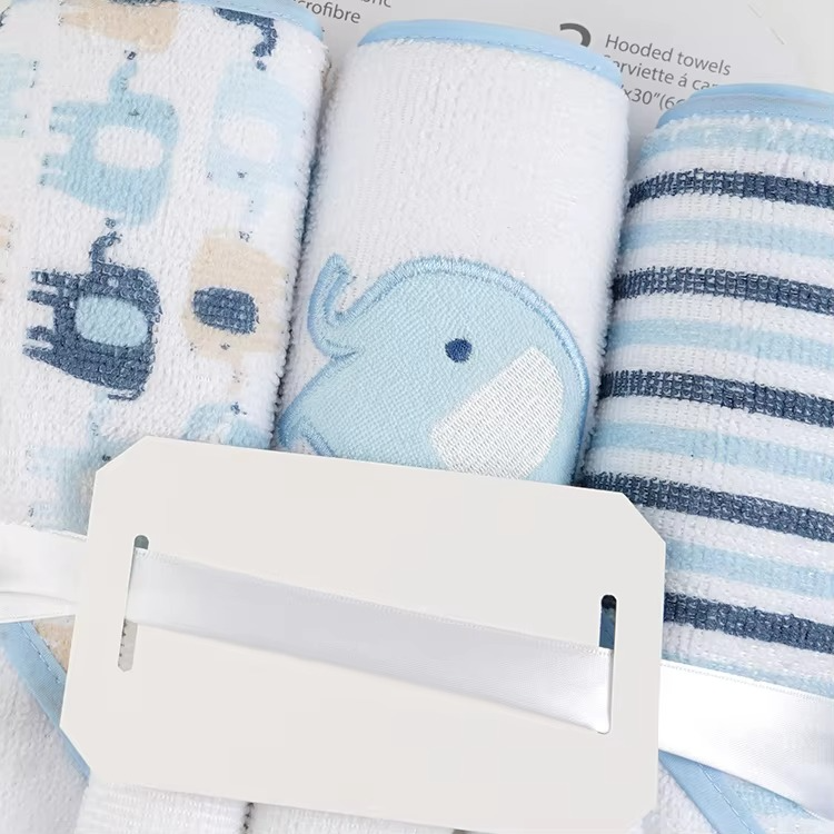 6PCS Baby Hooded Bath Towel Set – Ultra Soft Microfiber Terry | 3 Hooded Towels + 3 Washcloths | Quick-Dry • Gentle • Cute Animal Prints