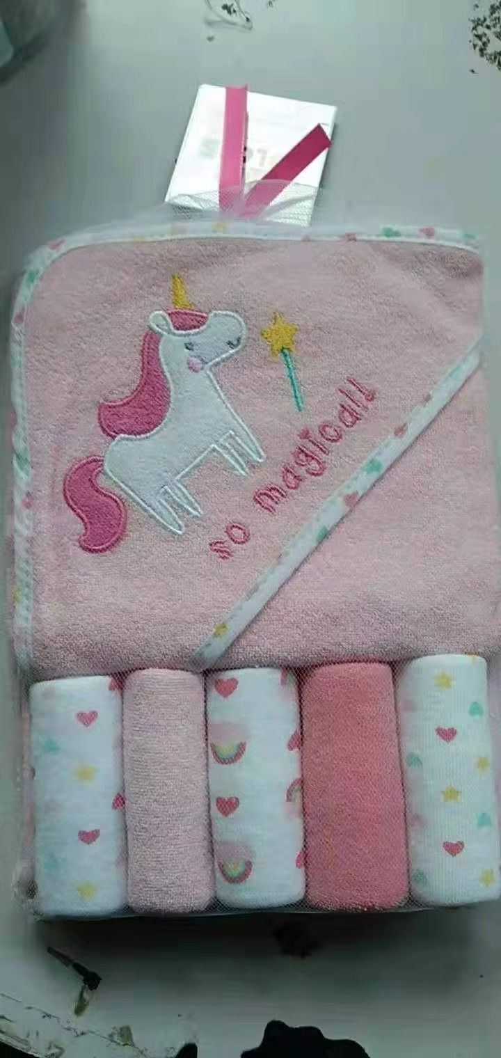 6PCS Baby Hooded Bath Towel Set – Ultra Soft Microfiber Terry | 3 Hooded Towels + 3 Washcloths | Quick-Dry • Gentle • Cute Animal Prints