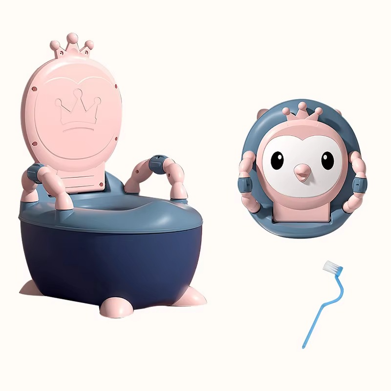 Cute Cartoon Bear Baby Potty – Foldable, Detachable & Ultra-Comfortable Toilet Training Seat (Pink) | High-Quality PP & TPE