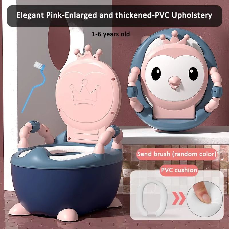 Cute Cartoon Bear Baby Potty – Foldable, Detachable & Ultra-Comfortable Toilet Training Seat (Pink) | High-Quality PP & TPE