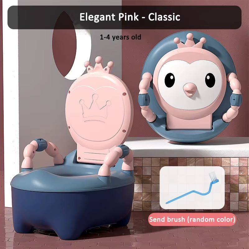 Cute Cartoon Bear Baby Potty – Foldable, Detachable & Ultra-Comfortable Toilet Training Seat (Pink) | High-Quality PP & TPE