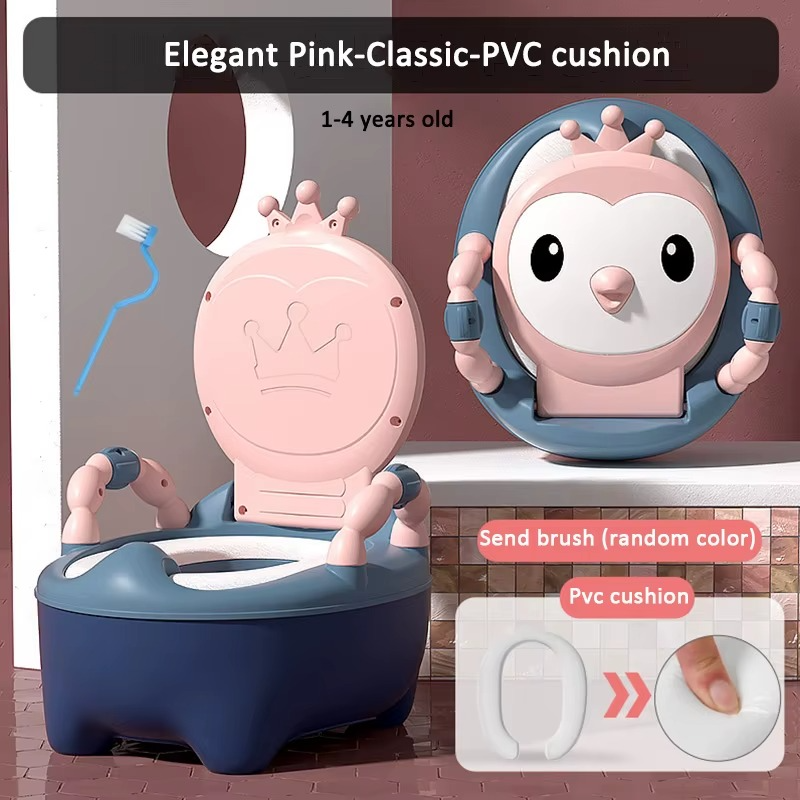 Cute Cartoon Bear Baby Potty – Foldable, Detachable & Ultra-Comfortable Toilet Training Seat (Pink) | High-Quality PP & TPE