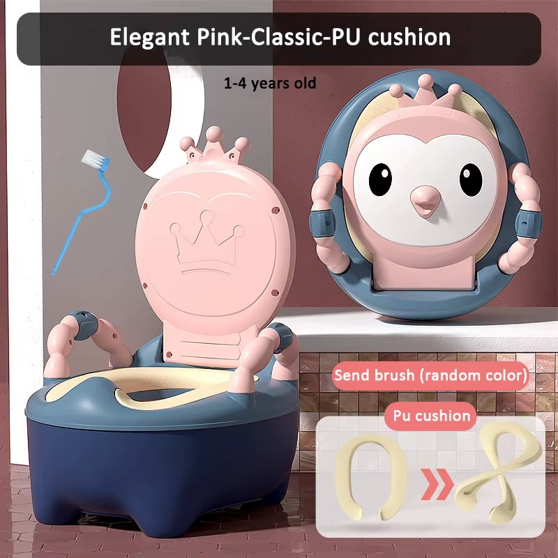 Cute Cartoon Bear Baby Potty – Foldable, Detachable & Ultra-Comfortable Toilet Training Seat (Pink) | High-Quality PP & TPE