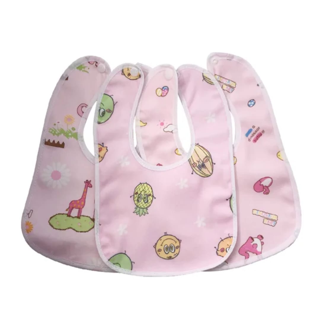 Baby Feeding & Drool Bibs – Soft, Absorbent, Waterproof, Adjustable Unisex Bibs for Boys & Girls, Cartoon Print, 0–3 Years
