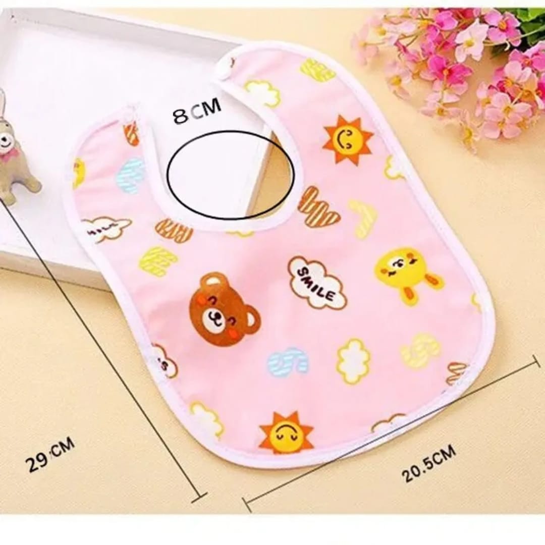 Baby Feeding & Drool Bibs – Soft, Absorbent, Waterproof, Adjustable Unisex Bibs for Boys & Girls, Cartoon Print, 0–3 Years