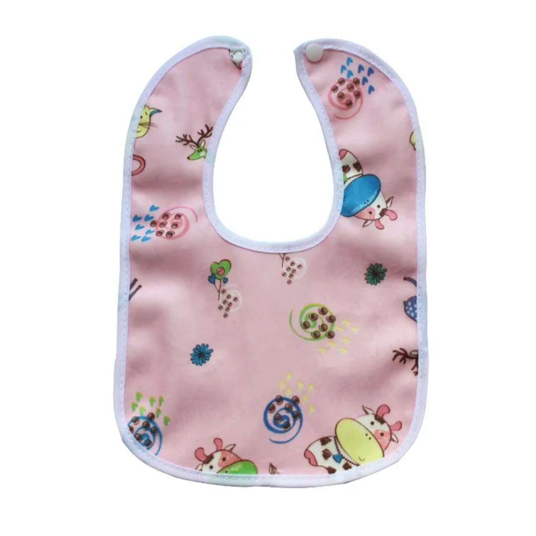 Baby Feeding & Drool Bibs – Soft, Absorbent, Waterproof, Adjustable Unisex Bibs for Boys & Girls, Cartoon Print, 0–3 Years