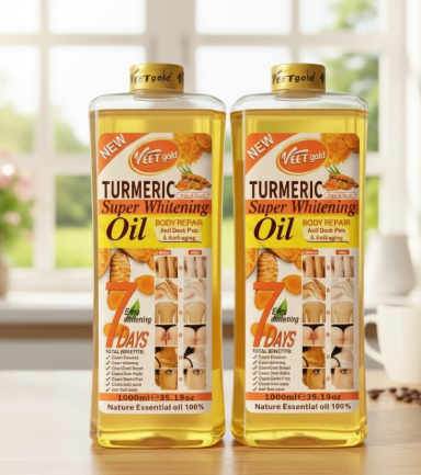 VEET GOLD Turmeric Super Whitening Body Oil – 1000ml | Brightening, Deeply Moisturizing & Skin Tone Evenness.Removes Dirt & Impurities Super Whitening Clears Dark Thighs Anti Dark Spots