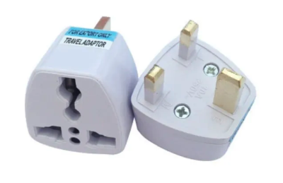 Universal Travel Adapter - International Plug Converter (US/EU to UK/Asia) - Grounded UK Plug Type G - Compact & Portable for Home, Office, and Travel