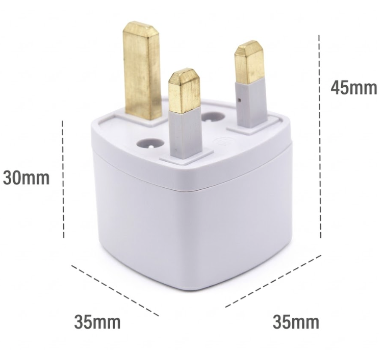 Universal Travel Adapter - International Plug Converter (US/EU to UK/Asia) - Grounded UK Plug Type G - Compact & Portable for Home, Office, and Travel