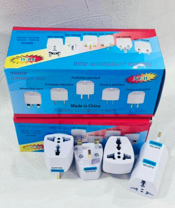 Universal Travel Adapter - International Plug Converter (US/EU to UK/Asia) - Grounded UK Plug Type G - Compact & Portable for Home, Office, and Travel