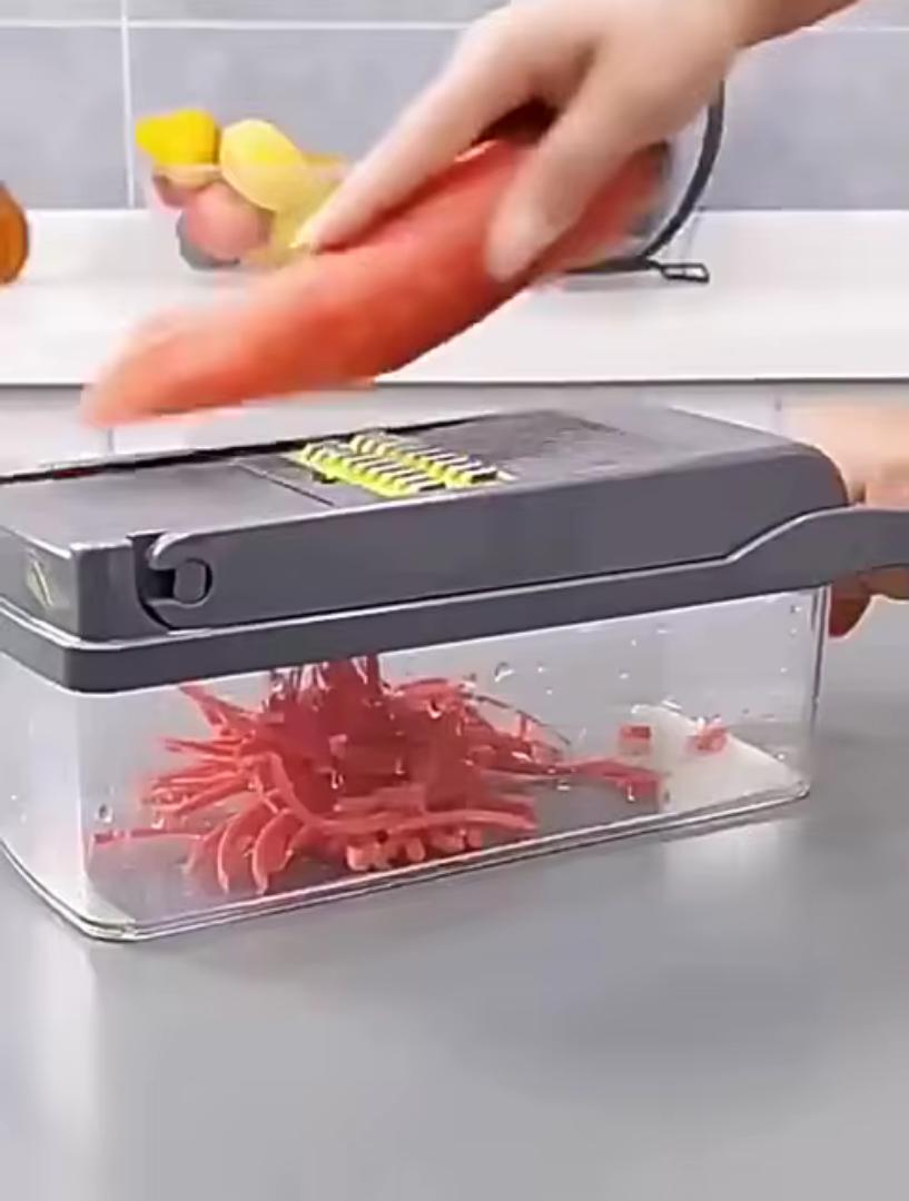 Multifunctional vegetable and onion slicer 14 in 1 food chopper mandolin slicer dice cutter onion mincer cheese crater colander basket salad hand chopper  food prep tool manual chopper kitchen  tools