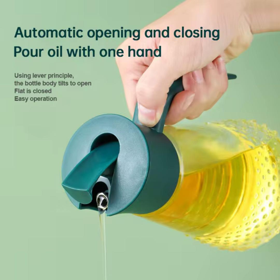 630mlOil Jar Auto flip oil jar  oil dispenser kitchen oil bottle glass oil jar Olive oil dispenser cooking wine container soy souce bottle vinegar bottle leaking proof oil dispenser oil storage jar s
