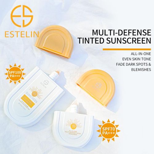 ESTELIN SPF 70 Sunscreen 50g – Tinted Face Sunblock with Brightening & Hydrating Formula