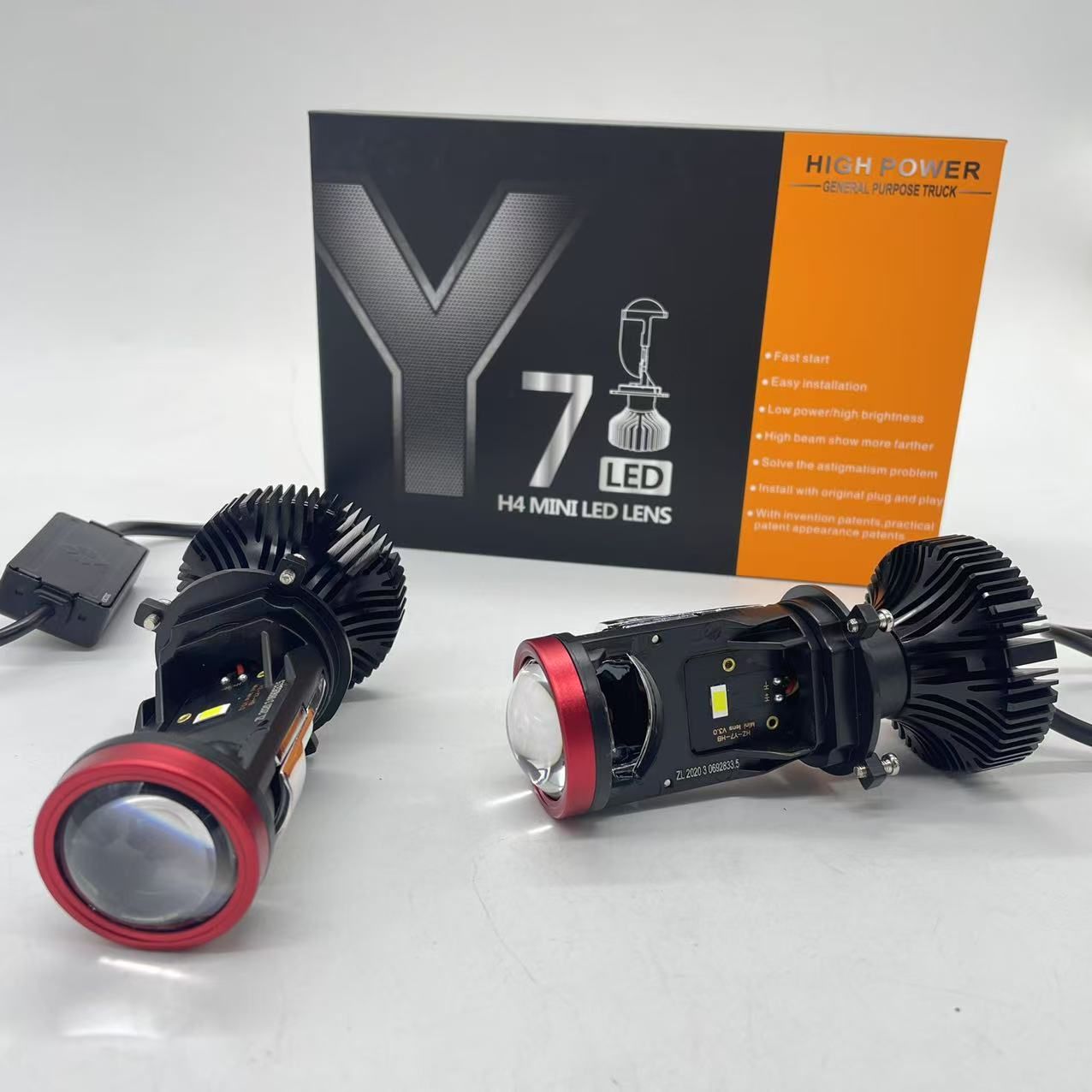 Y7 H4 Mini Projector LED Bulbs High Brightness Car Headlight Conversion Kit Super White Beam 6000K IP67 Waterproof LED Fog Lamp Replacement for All Vehicles