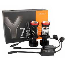 Y7 H4 Mini Projector LED Bulbs High Brightness Car Headlight Conversion Kit Super White Beam 6000K IP67 Waterproof LED Fog Lamp Replacement for All Vehicles