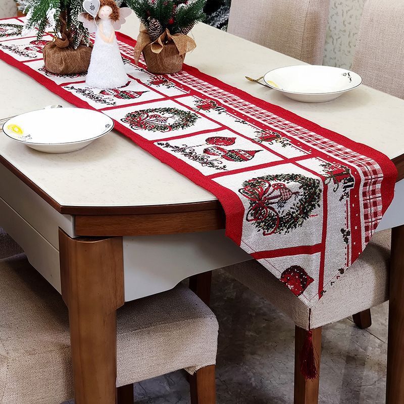 Christmas Themed Table Runner 35x185cm Decorative Holiday Dining Linen, Festive Table Decor for Home, Parties, and Family Gatherings, Elegant Seasonal Centerpiece for Living Room and Kitchen